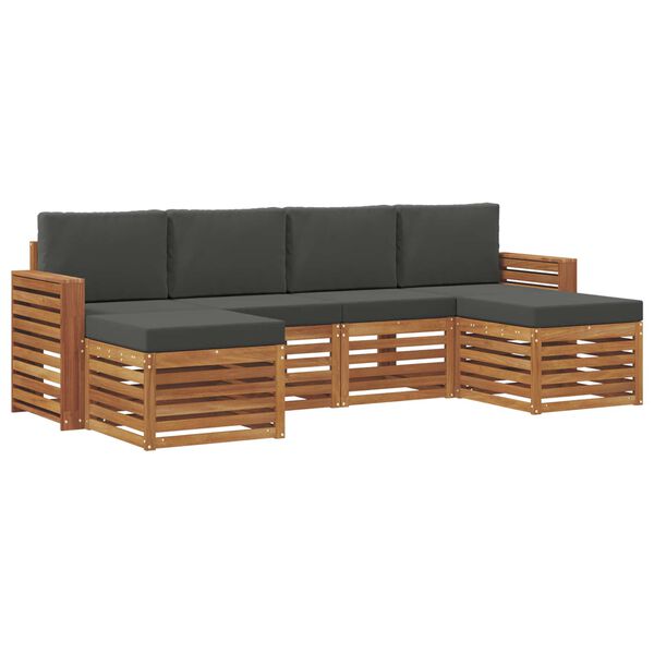 vidaXL Sofa-Sets 6 pcs Natuurlijk en Antraciet Massief Acaciahout