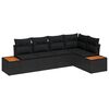 vidaXL Tuin Sofa Set met kussen met opslag 5 pcs Zwart Poly riet