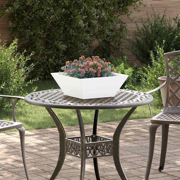 vidaXL Tuin Bloempot 5 pcs Wit 40 x 40 x 15 cm Koudgewalst staal