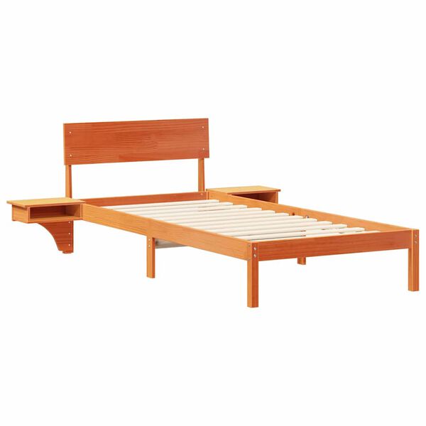 vidaXL Bedframe met hoofdeinde Wasbruin 90 x 190 cm Massief grenenhout