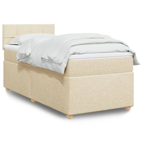 vidaXL Boxspring met matras stof cr&egrave;mekleurig 90x200 cm