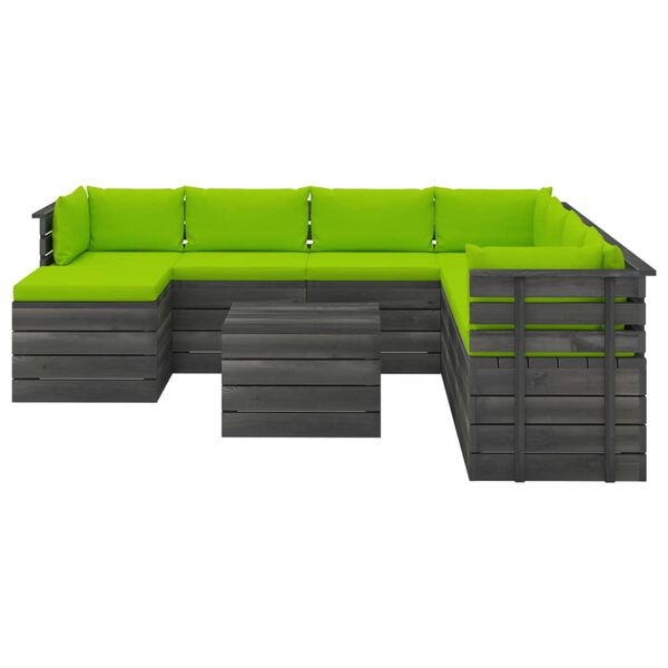 vidaXL 9-delige Loungeset pallet met kussens massief grenenhout