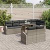 vidaXL Tuin Sofa Set met opslag met kussen 9 pcs Grijs poly rattan