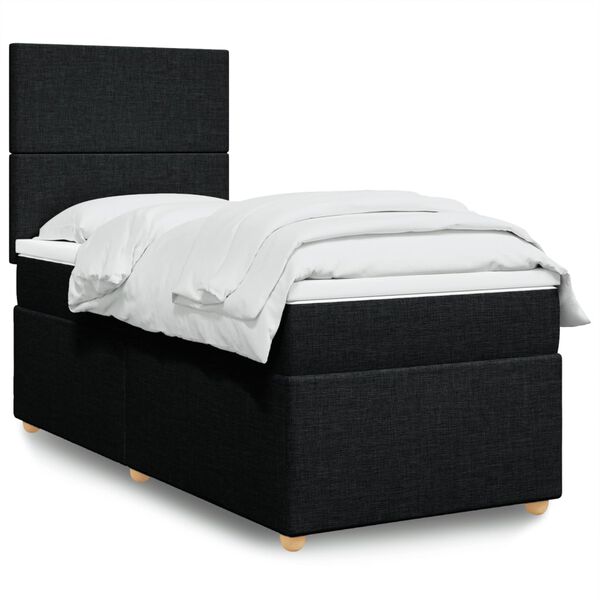vidaXL Boxspring met matras stof zwart 90x190 cm