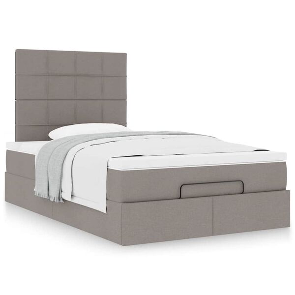 vidaXL Ottoman bed met matras 120x190 cm stof taupe