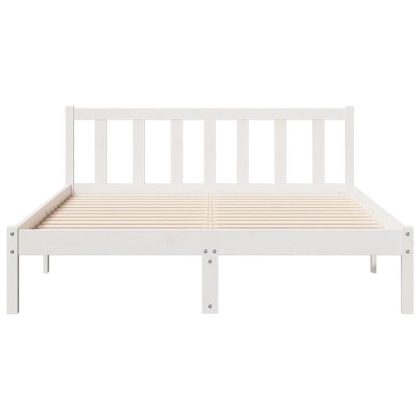 vidaXL Bedframe extra lang zonder matras grenenhout wit 160x220 cm