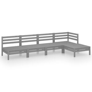 vidaXL 5-delige Loungeset massief grenenhout grijs