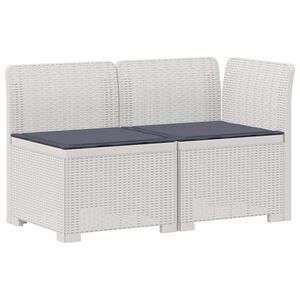 vidaXL Tweedelige Tuinbank met Kussens Rattan Look PP Wit