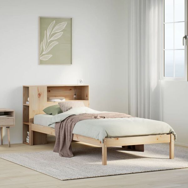 vidaXL Bed met boekenkast zonder matras massief grenenhout 90x200 cm