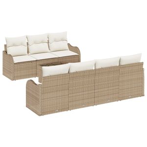 vidaXL Tuin Sofa Set 8 pcs Beige en Cr&egrave;me Poly Riet en Staal en Glas