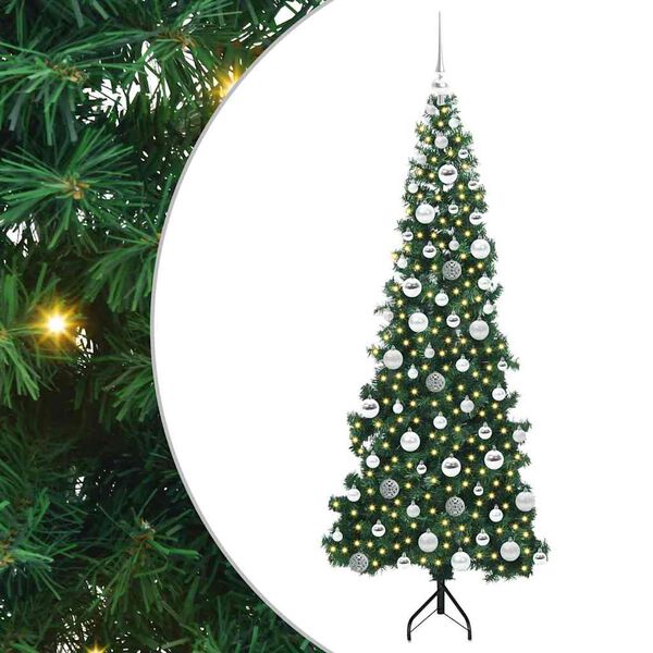 vidaXL Hoek Kunstkerstboom met 300 LED Groen 180 cm PVC en Metaal