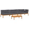 vidaXL 4-delige Loungeset pallet met kussens massief acaciahout