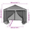 vidaXL Partytent pop-up zeshoekig met 6 zijwanden 3,6x3,1 m grijs