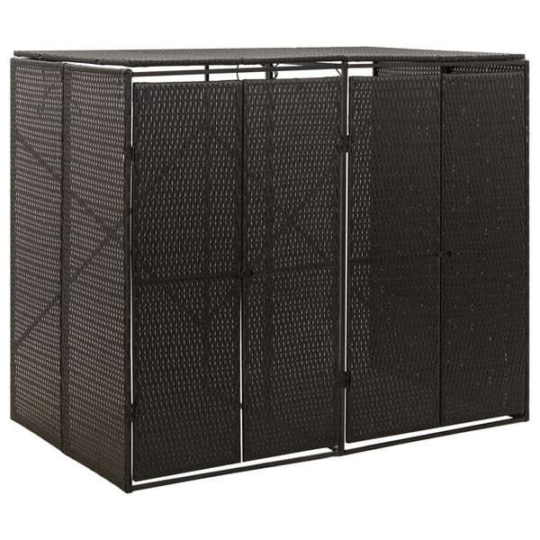 vidaXL Containerberging dubbel 140x80x117 cm poly rattan zwart