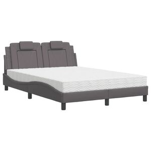 vidaXL Bed "Viana" met matras kunstleer grijs 140x190 cm