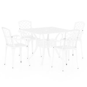 vidaXL 5-delige Bistroset gietaluminium wit