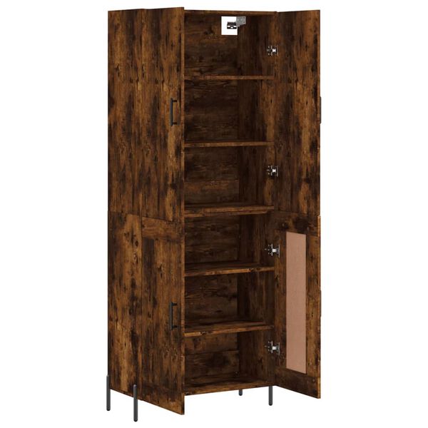 vidaXL Hoge kast 69,5x34x180 cm bewerkt hout gerookt eikenkleurig