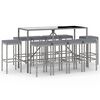 vidaXL 11-delige Tuinbarset met kussens poly rattan grijs