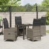 vidaXL Tuin Eetset met kussen 5 pcs Grijs Poly riet