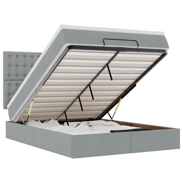 vidaXL Ottoman bed met matras 140x190cm stof lichtgrijs
