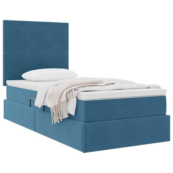 vidaXL Opslag bed met matras Donkerblauw 90 x 190 cm Fluweel
