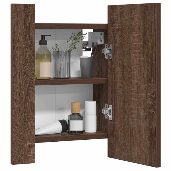 vidaXL Badkamerspiegelkast LED 40x12x45 cm bewerkt hout bruineiken