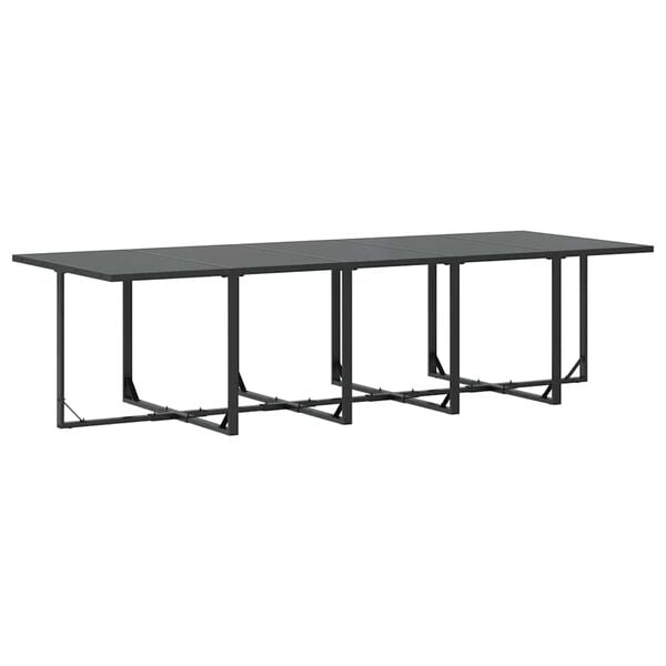 vidaXL Tuin eettafelset 11 pcs Zwart Staal