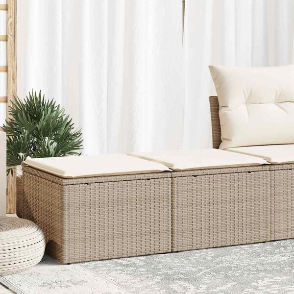 vidaXL 2-delige Loungeset met kussens poly rattan acacia beige
