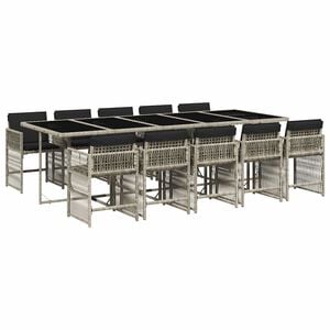 vidaXL 11-delige Tuinset met kussens poly rattan lichtgrijs