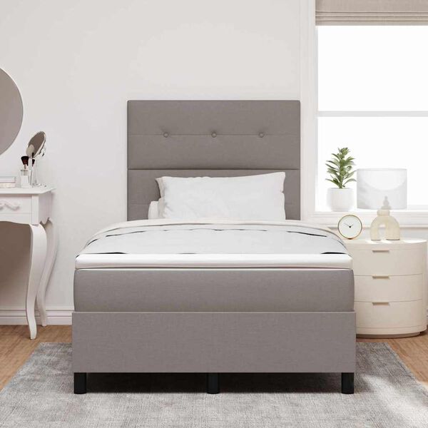 vidaXL Boxspringbed met matras met hoofdeinde Taupe 120 x 190 cm Stof