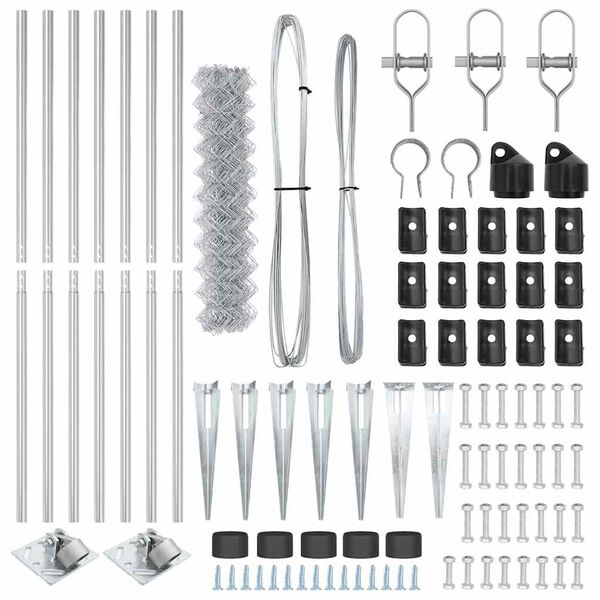 vidaXL Afrasteringspaal Zilver 10 x 1,2 m (40 x 40 mm gaas) Staal