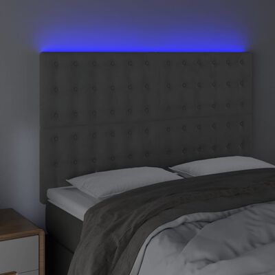 vidaXL Hoofdbord LED 144x5x118/128 cm fluweel lichtgrijs