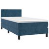 vidaXL Boxspring met matras fluweel donkerblauw 100x200 cm