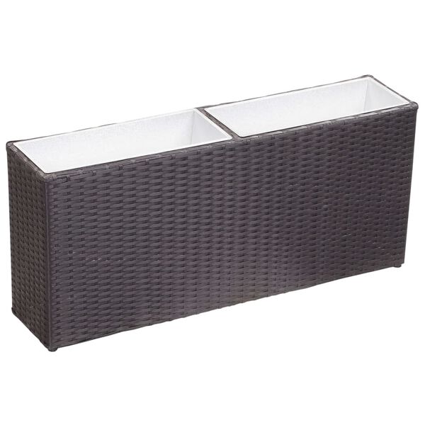 vidaXL Plantenbak verhoogd met 2 potten 90x20x40 cm poly rattan zwart