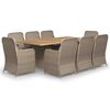 vidaXL 9-delige Tuinset poly rattan bruin