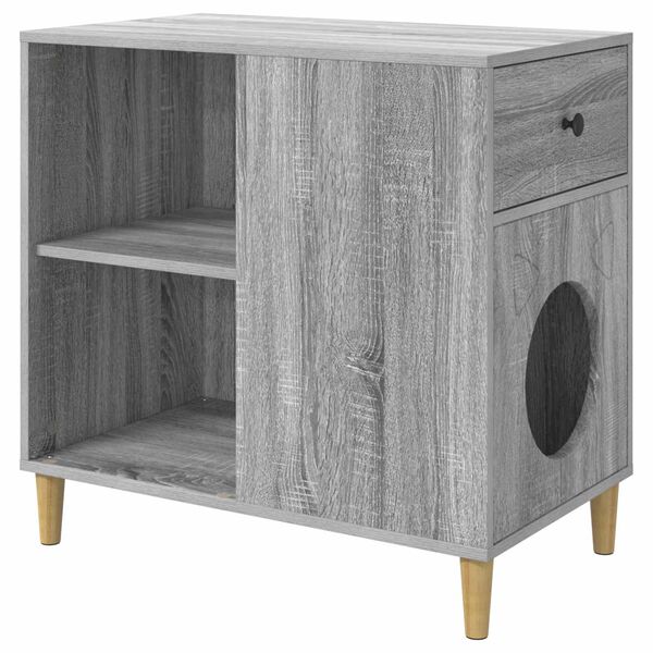 vidaXL Kattenhuis Grijs Sonoma 72 x 42,5 x 70 cm Bewerkt hout