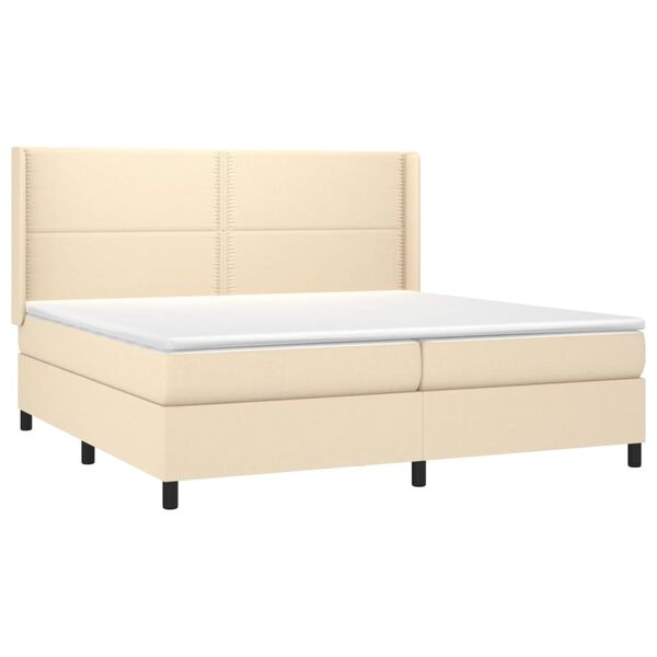 vidaXL Boxspring met matras stof cr&egrave;mekleurig 200x200 cm