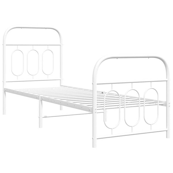 vidaXL Bedframe met hoofd- en voeteneinde metaal wit 75x190 cm