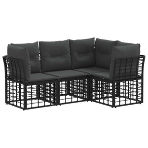 vidaXL Buiten bankenset Zwart Polyester