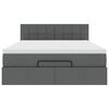vidaXL Bed poef met matras en LED's stof 140x190 cm donkergrijs
