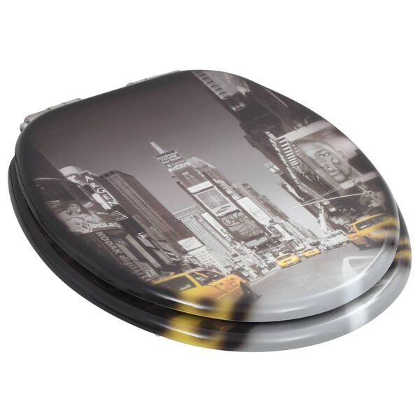 vidaXL Toiletbrillen 2 st met soft-close deksels MDF New York ontwerp