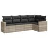 vidaXL 5-delige Loungeset met kussens poly rattan lichtgrijs