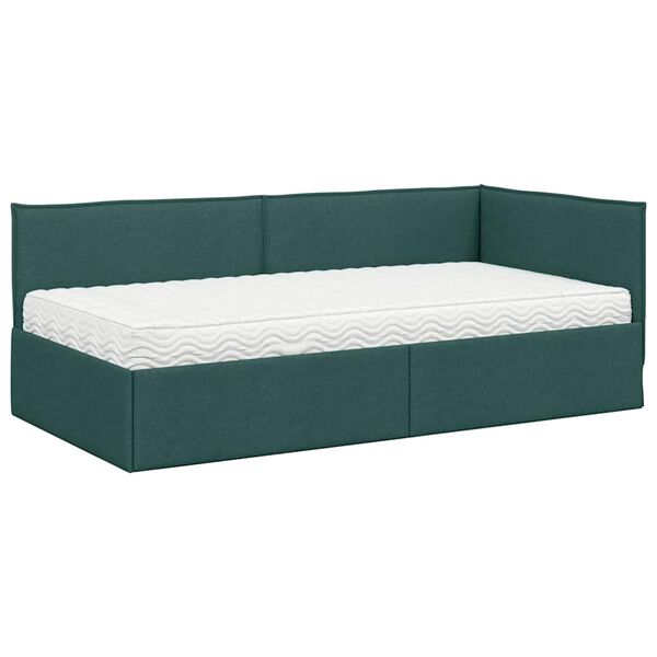 vidaXL Hoekbedframe met Matras met hoofdeinde 2 pcs Groen Fluweel