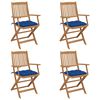 vidaXL Tuinstoelen 4 st inklapbaar met kussens massief acaciahout