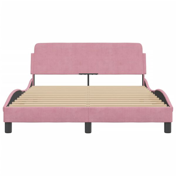 vidaXL Bedframe met hoofdeinde "Dover" 120x200 cm fluweel roze