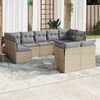 vidaXL 9-delige Loungeset met kussens poly rattan beige