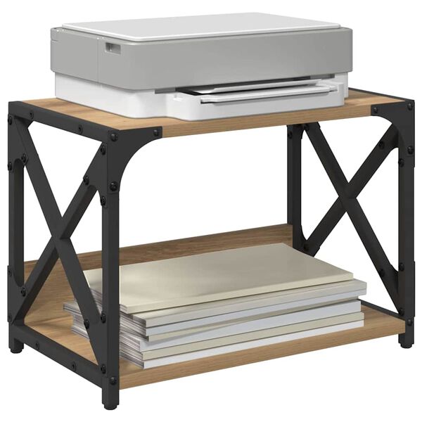 vidaXL Printerstand Artisan Eiken 44 x 26 x 31,5 cm Bewerkt hout