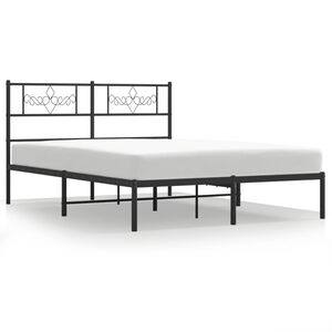 vidaXL Bedframe met hoofdbord metaal zwart 160x200 cm