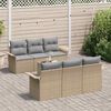 vidaXL Tuinbankenset met kussen 7 pcs Beige en Grijs poly rattan
