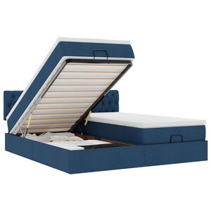 vidaXL Ottoman bed met matrassen 160x200cm stof blauw